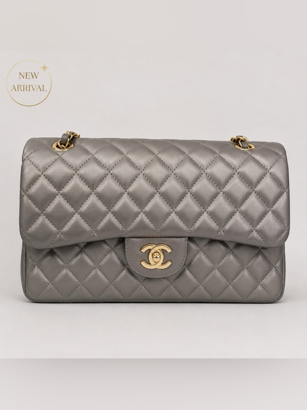 🖤 Women’s Classic Flap Bag – Gray Quilted Leather 🖤